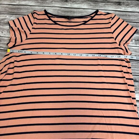 The Limited Women's Asymmetrical Hem Stripe T Tee Shirt Peach Black L LG Large - Picture 8 of 13